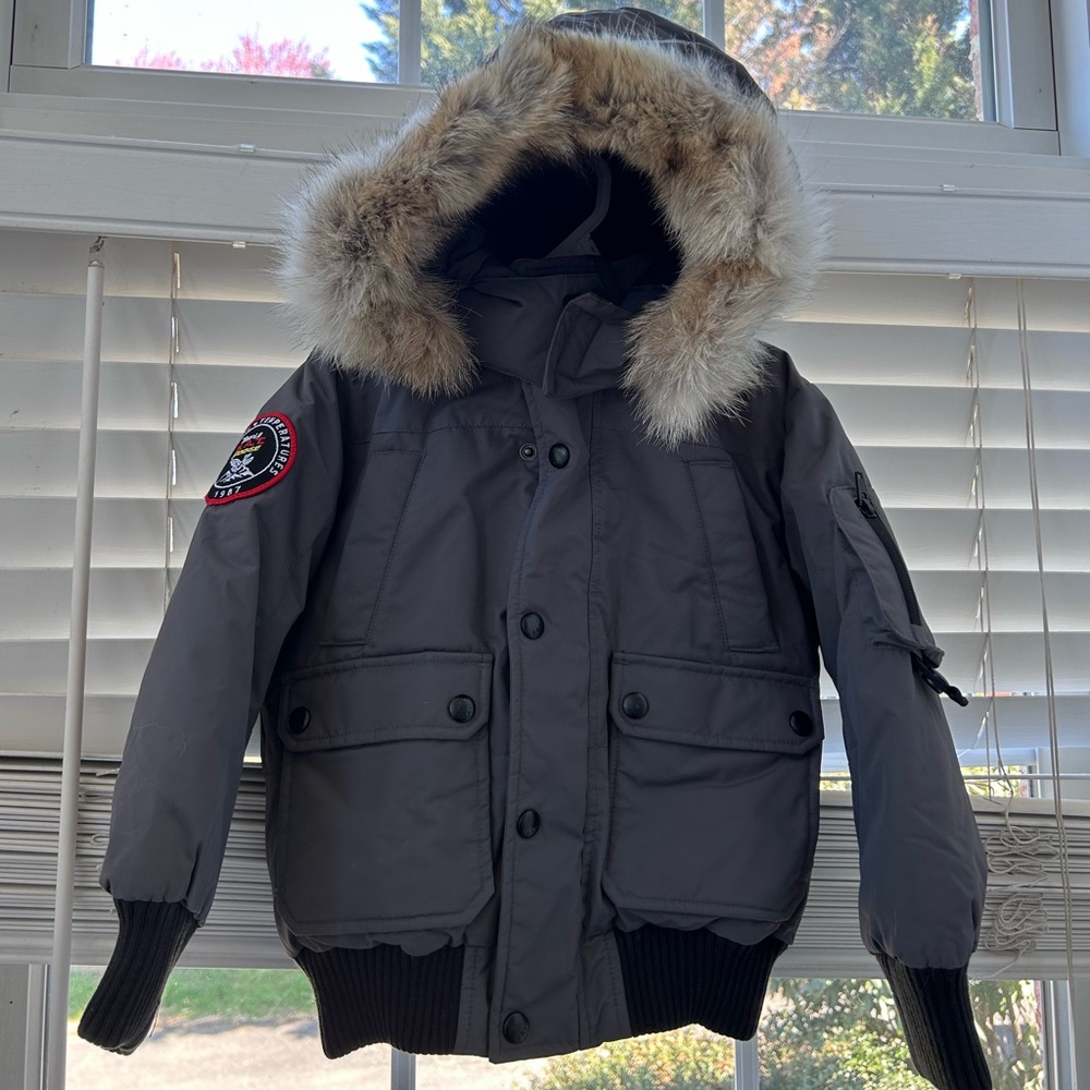 kids goose down fur hood arctic parka coat Triple fat goose winter gray 5